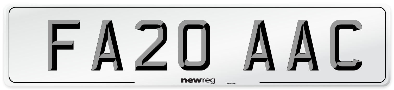 FA20 AAC Number Plate from New Reg
